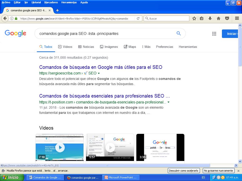 comandos de google para seo
